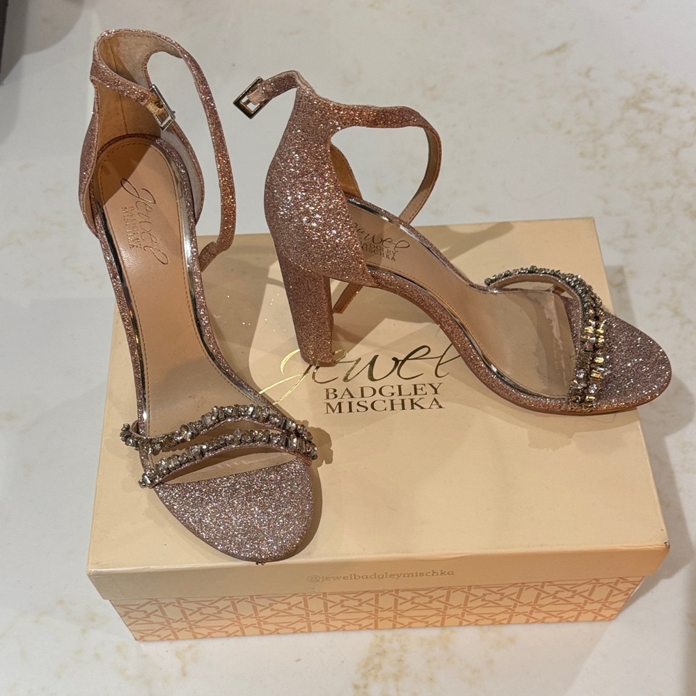 Badgley Mischka Jewel Glitter Heels - Silver and Gold